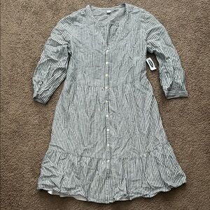 Striped button-down tiered lined dress